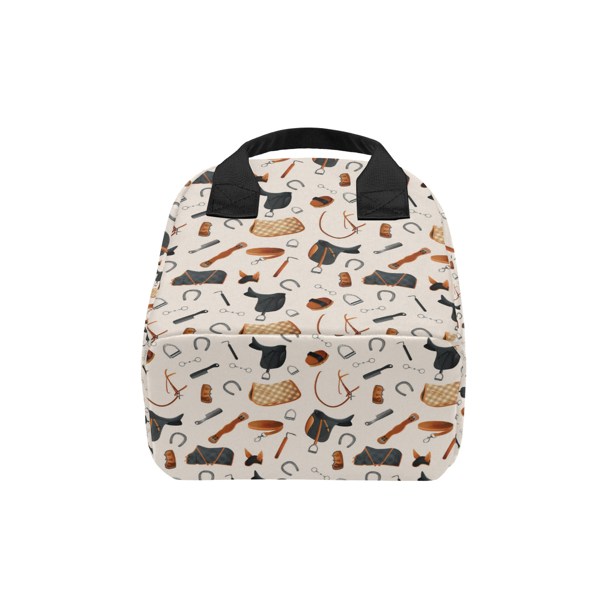 Equestrian Equipment Print Pattern Insulated Lunch Bag