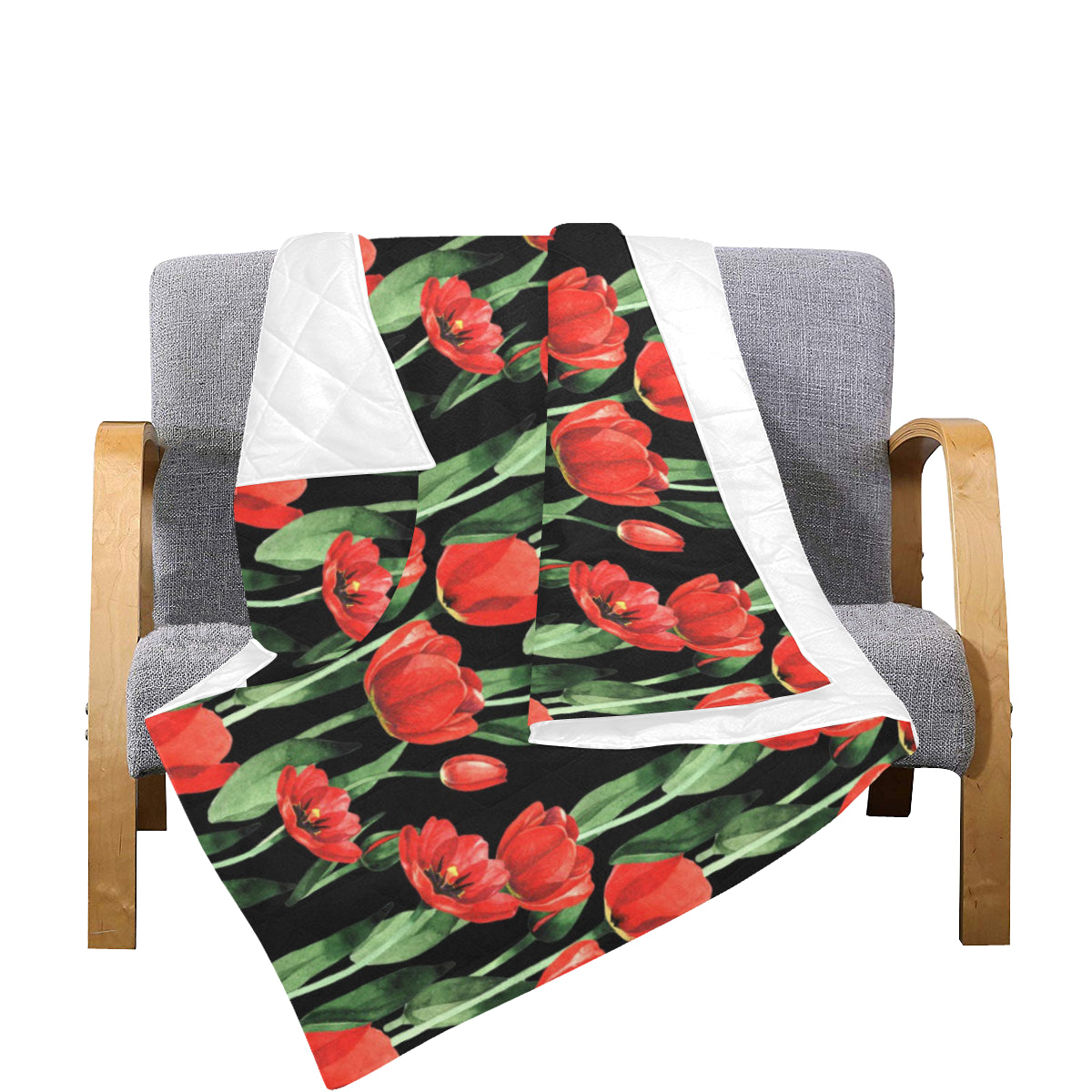 Tulip Red Pattern Print Design TP03 Premium Quilt