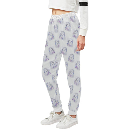 Wolf with Flower Print Design Unisex Sweatpants