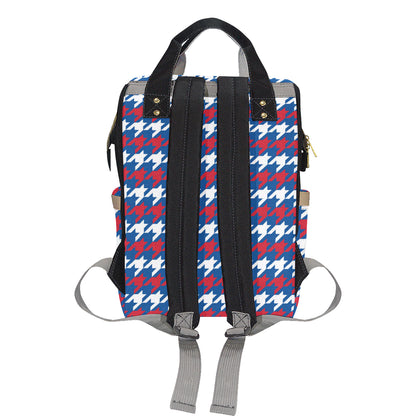 Patriotic Houndstooth Pattern Print Design A02 Diaper Bag Backpack