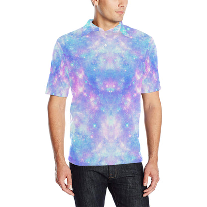 Galaxy Stardust Pastel Color Print Men Polo Shirt