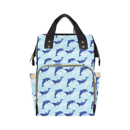 Dolphin Heart Pattern Diaper Bag Backpack