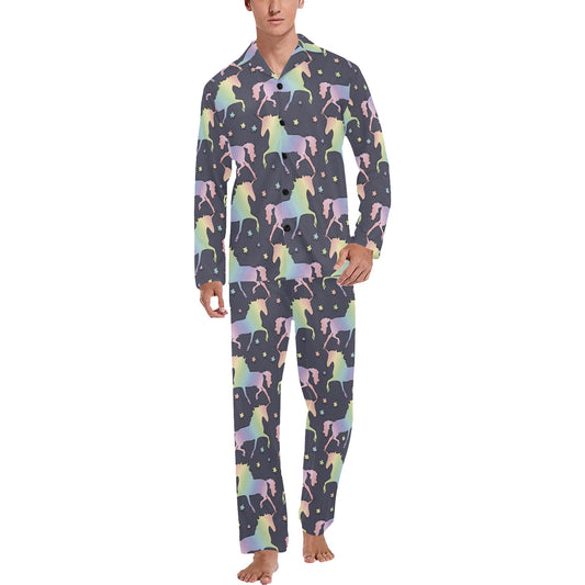 Rainbow Pattern Print Design A05 Men's Long Pajama Set