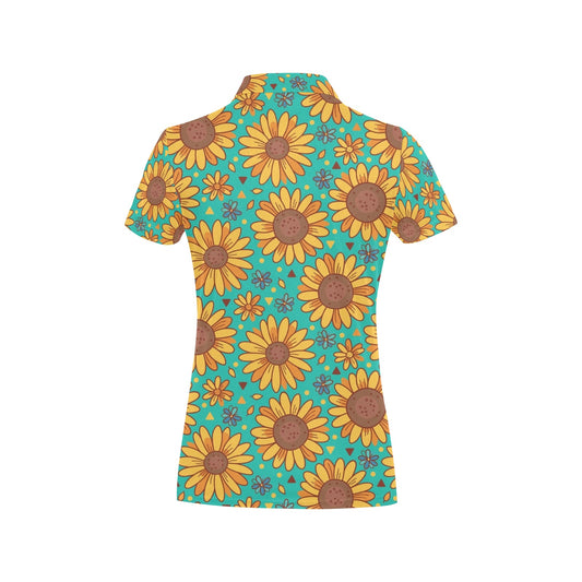 Sunflower Pattern Print Design SF013 Women's Polo Shirt