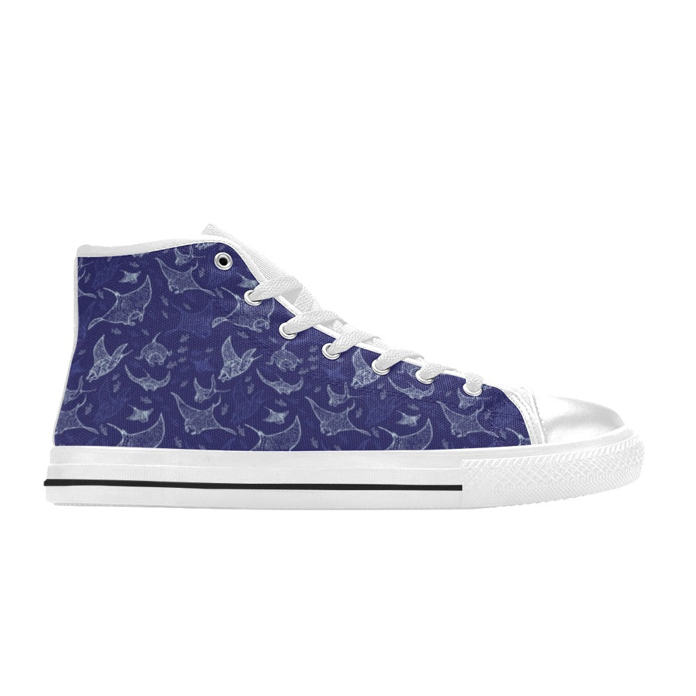 Manta Ray Print Design LKS401 Men's High Top Canvas Shoes