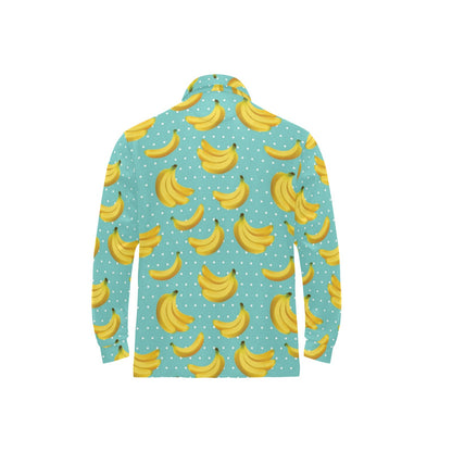 Banana Pattern Print Design BA02 Long Sleeve Polo Shirt For Men's