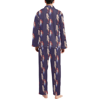 Mermaid Pattern Print Design 02 Men's Long Pajama Set