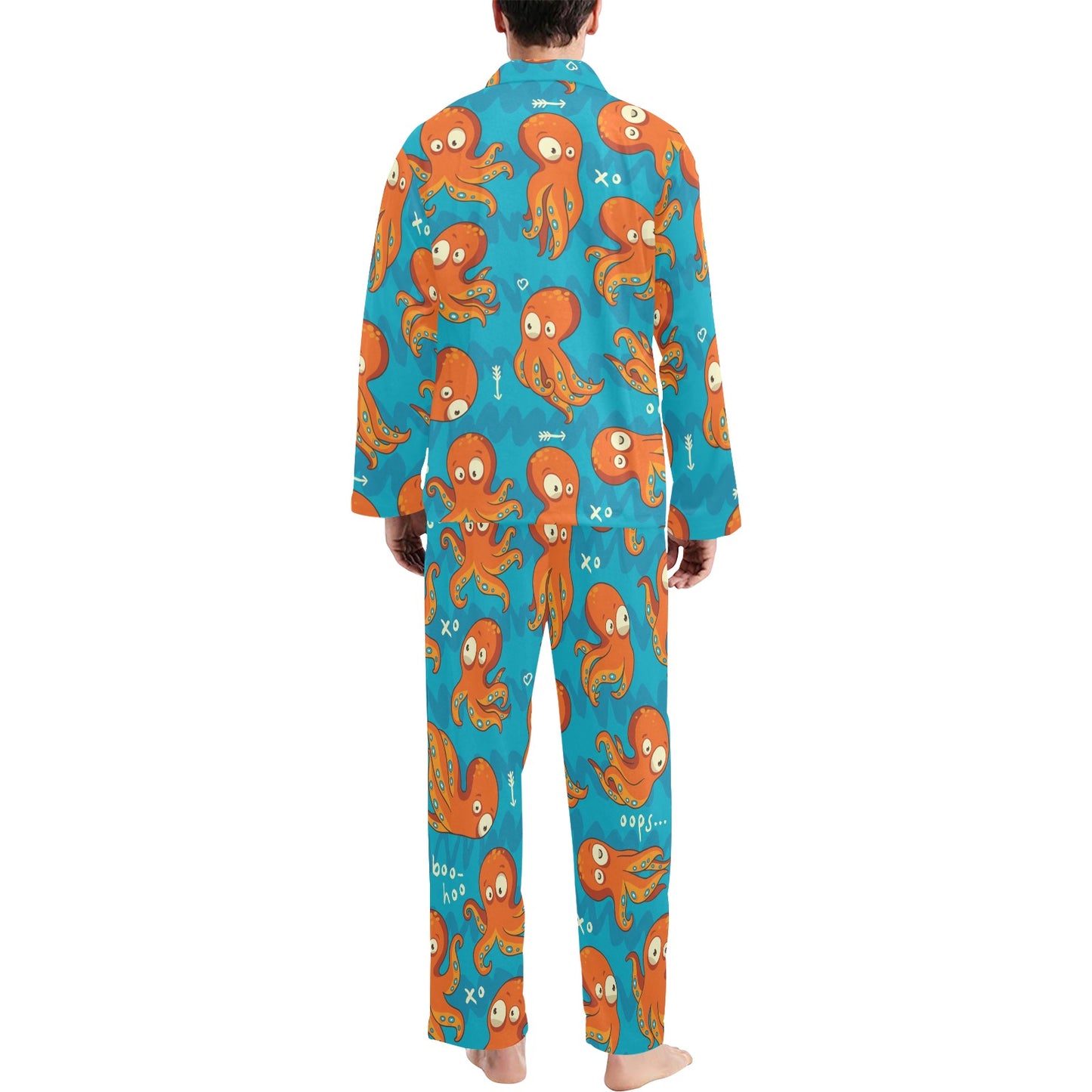 Octopus Pattern Print Design A02 Men's Long Pajama Set