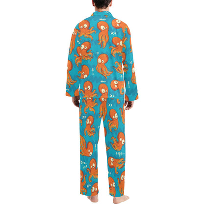 Octopus Pattern Print Design A02 Men's Long Pajama Set