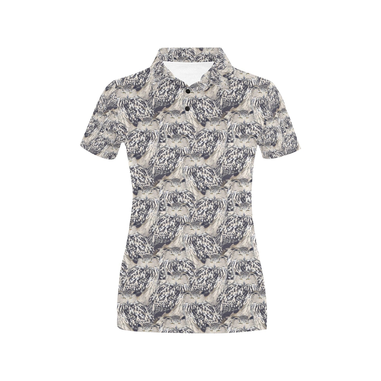 Owl Realistic Themed Design Print Women's Polo Shirt