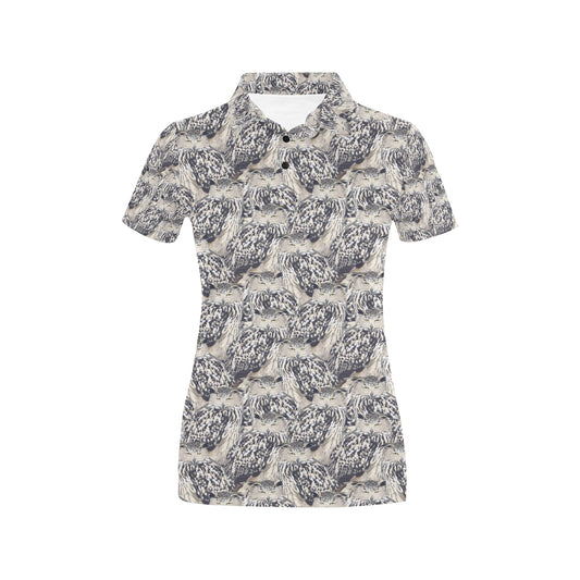 Owl Realistic Themed Design Print Women's Polo Shirt
