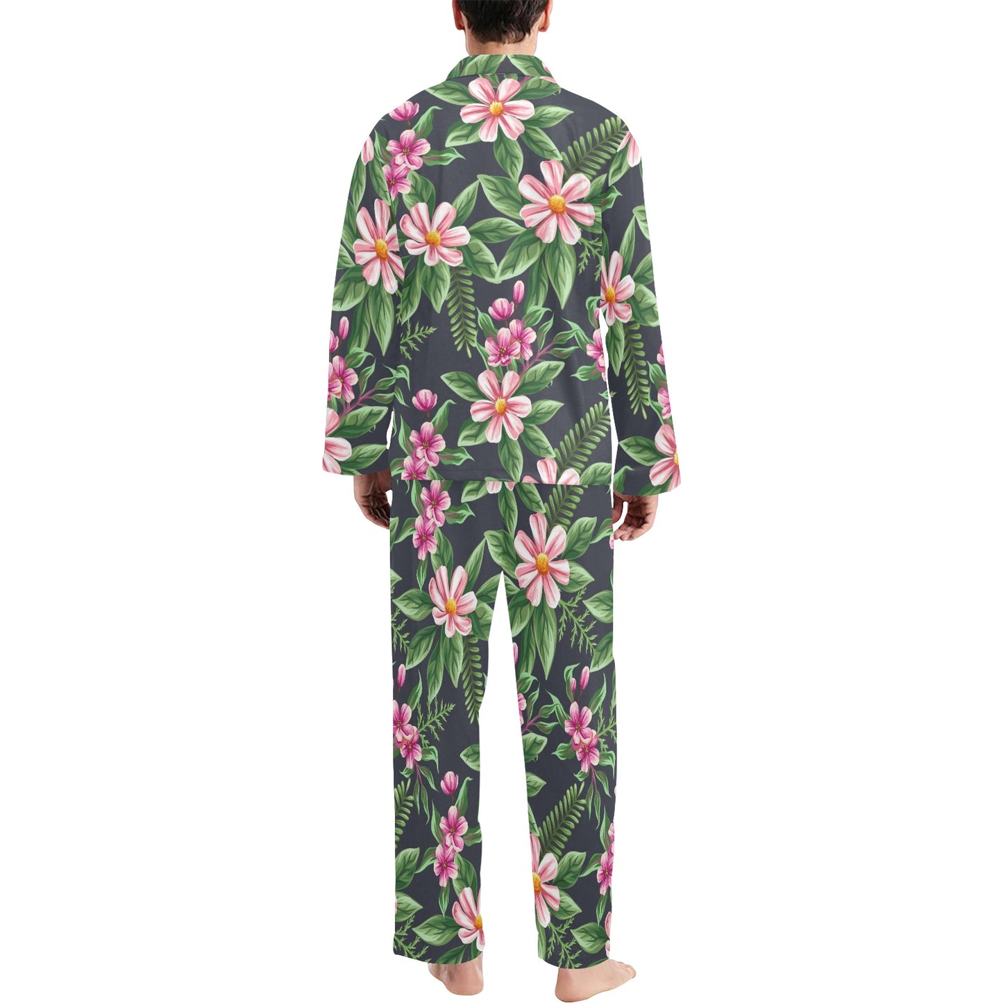 Summer Floral Pattern Print Design SF010 Men's Long Pajama Set