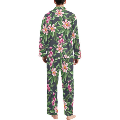 Summer Floral Pattern Print Design SF010 Men's Long Pajama Set