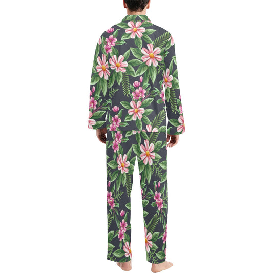 Summer Floral Pattern Print Design SF010 Men's Long Pajama Set