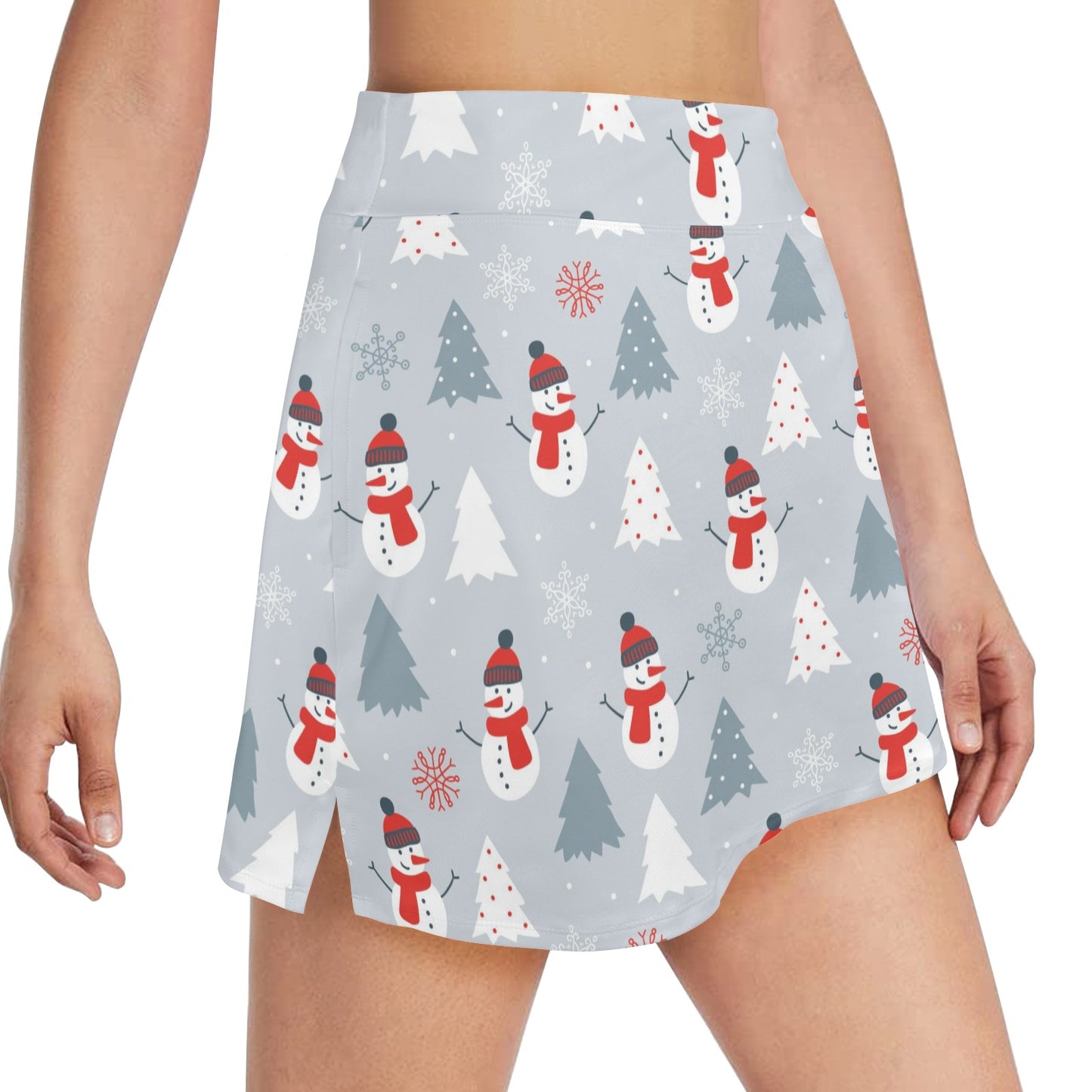 Snowman Print Design LKS302 Women's Golf Skirt with Pocket