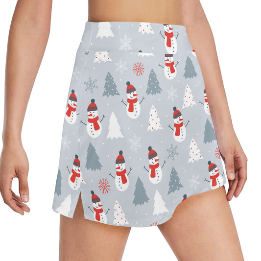 Snowman Print Design LKS302 17" Golf & Pickleball Skort with Pockets
