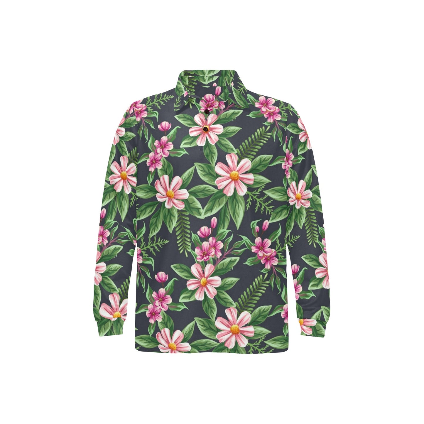 Summer Floral Pattern Print Design SF010 Long Sleeve Polo Shirt For Men's
