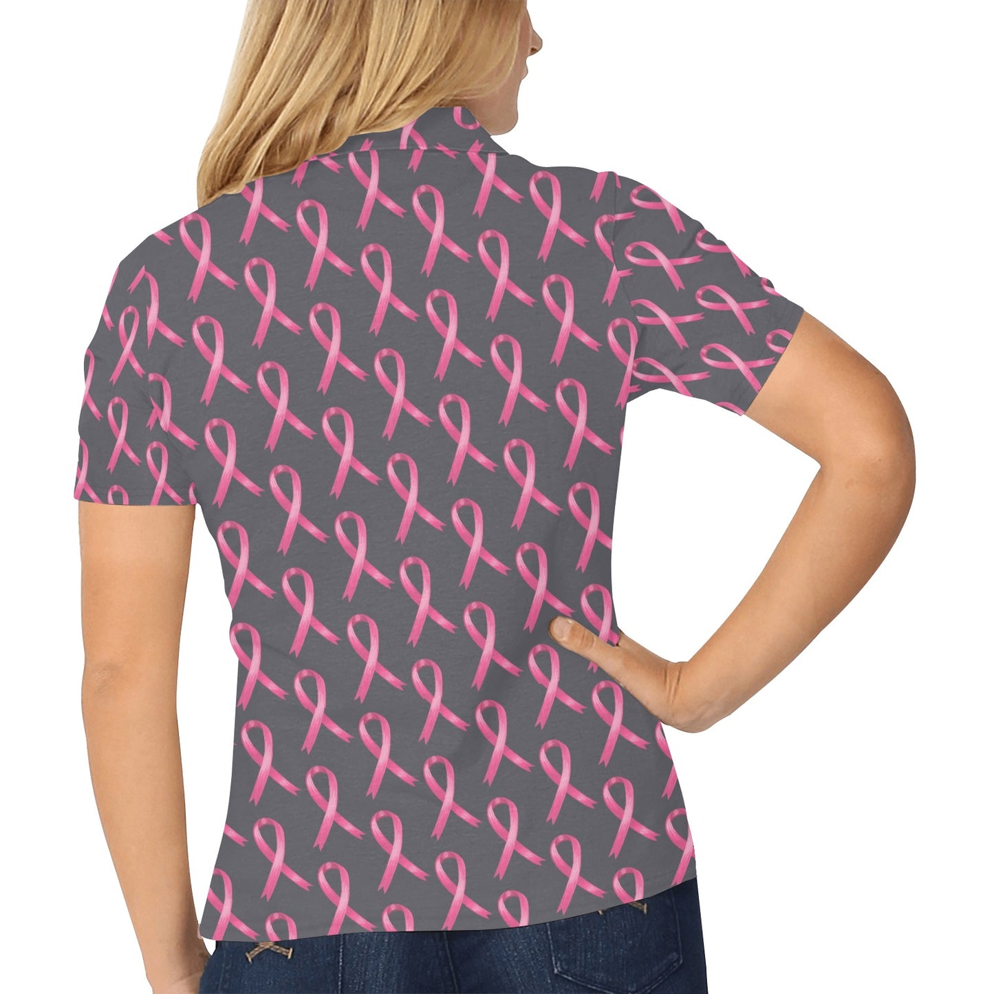 Breast Cancer Awareness Pattern Women's Polo Shirt