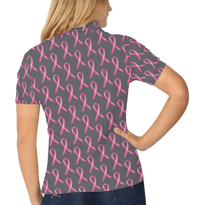 Breast Cancer Awareness Pattern Women's Polo Shirt