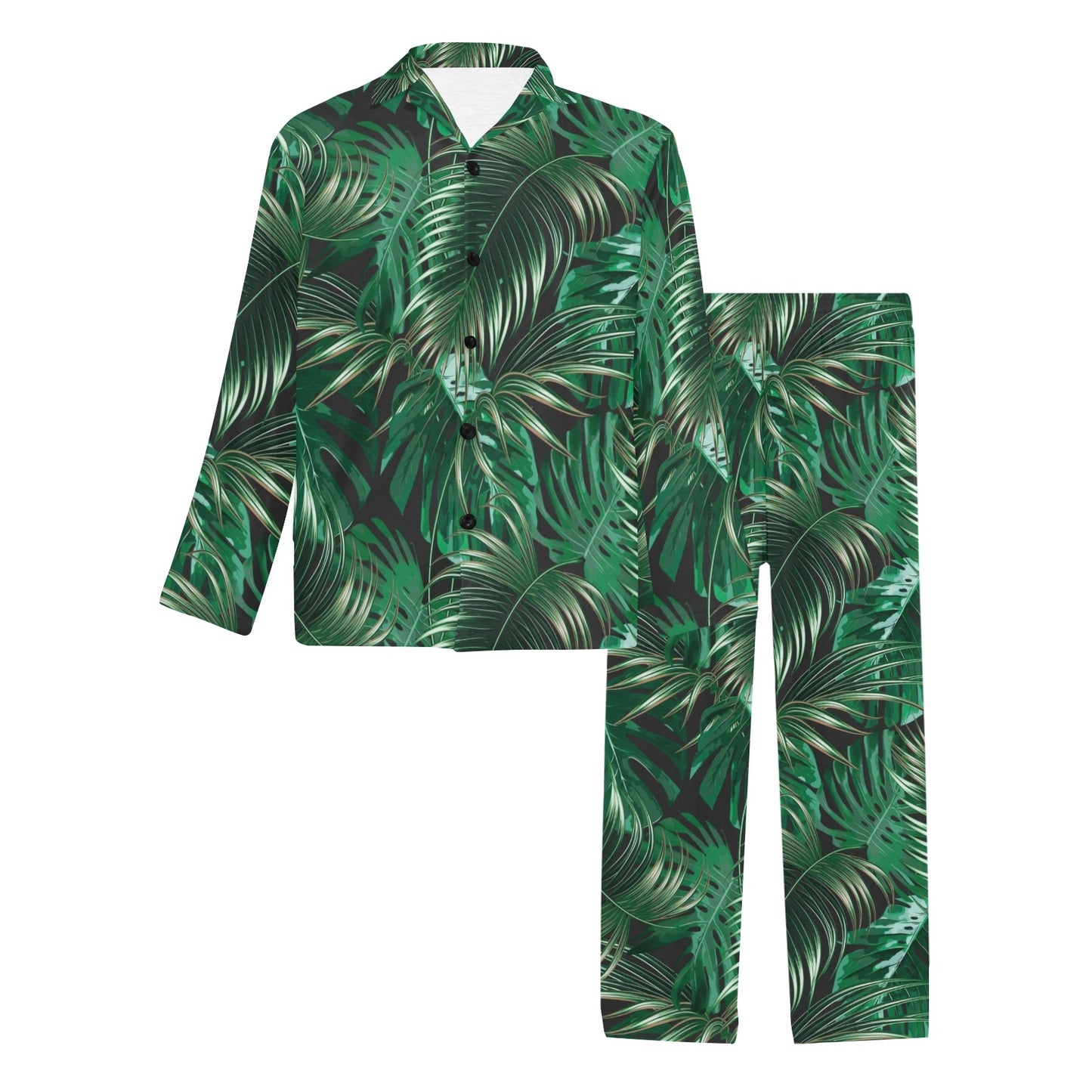 Tropical Flower Pattern Print Design TF012 Men's Long Pajama Set