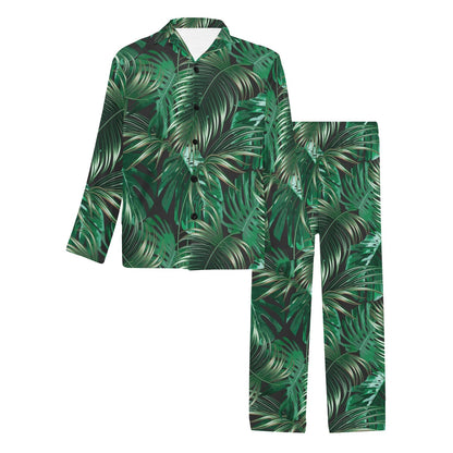 Tropical Flower Pattern Print Design TF012 Men's Long Pajama Set