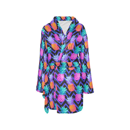 Pineapple Color Art Pattern Women's Fleece Robe