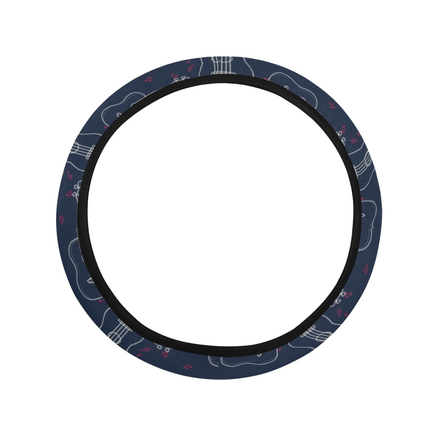 Ukulele Print Design LKS401 Steering Wheel Cover with Elastic Edge