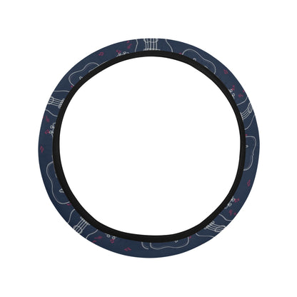 Ukulele Print Design LKS401 Steering Wheel Cover with Elastic Edge