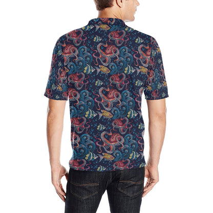 Underwater Giant Squid Print Design LKS302 Men Polo Shirt