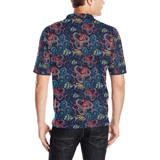 Underwater Giant Squid Print Design LKS302 Men Polo Shirt