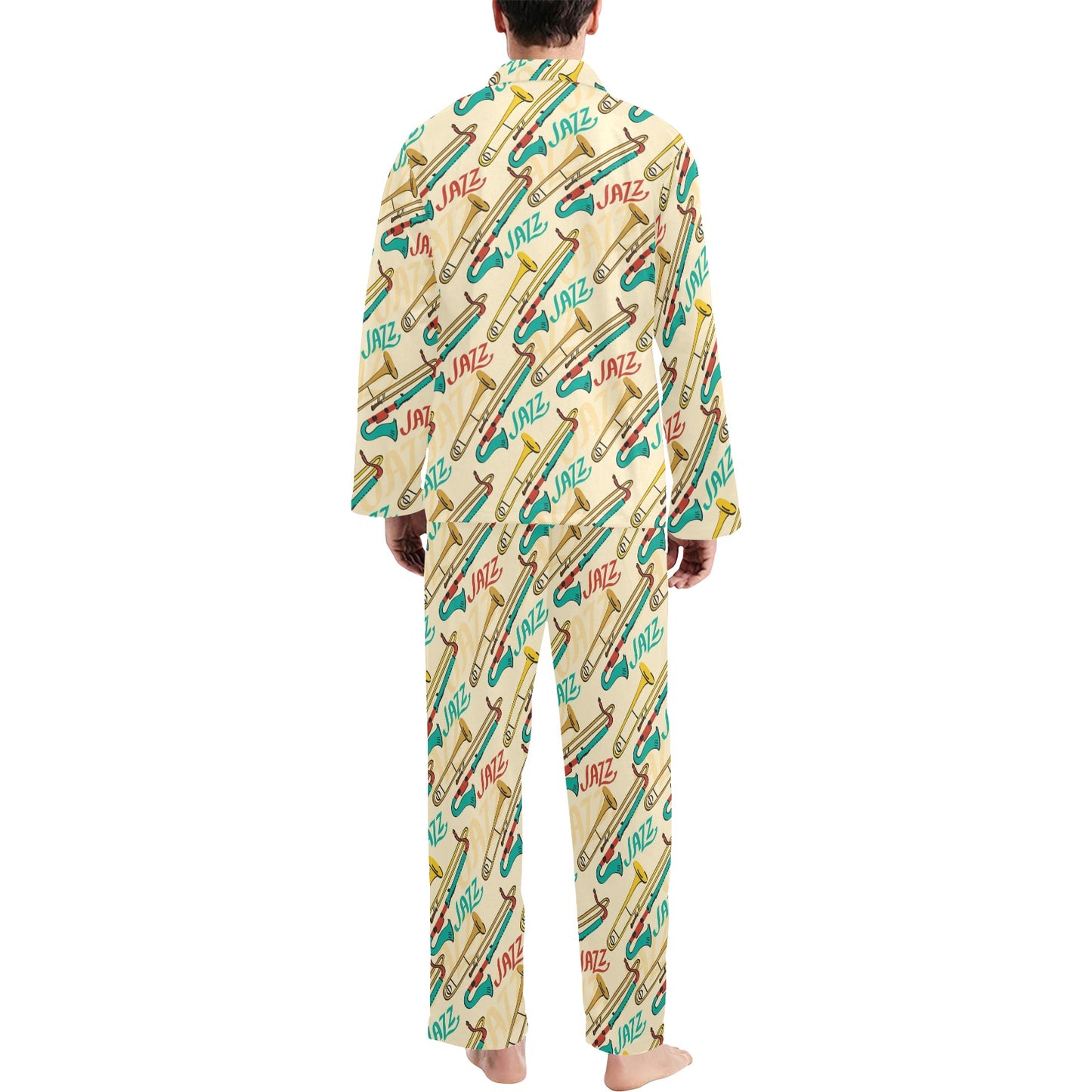 Trombone Pattern Print Design 03 Men's Long Pajama Set