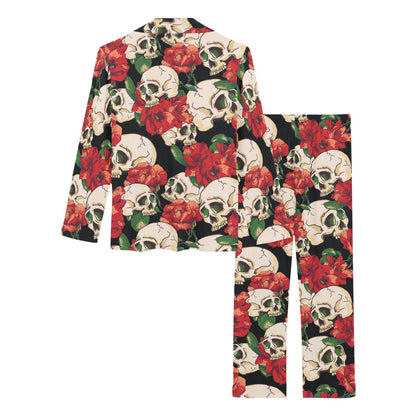 Skull Red Rose Women's Long Pajama Set