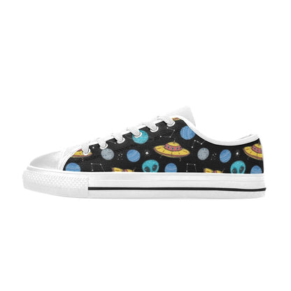 UFO Alien Print Design LKS306 Women's White Low Top Shoes