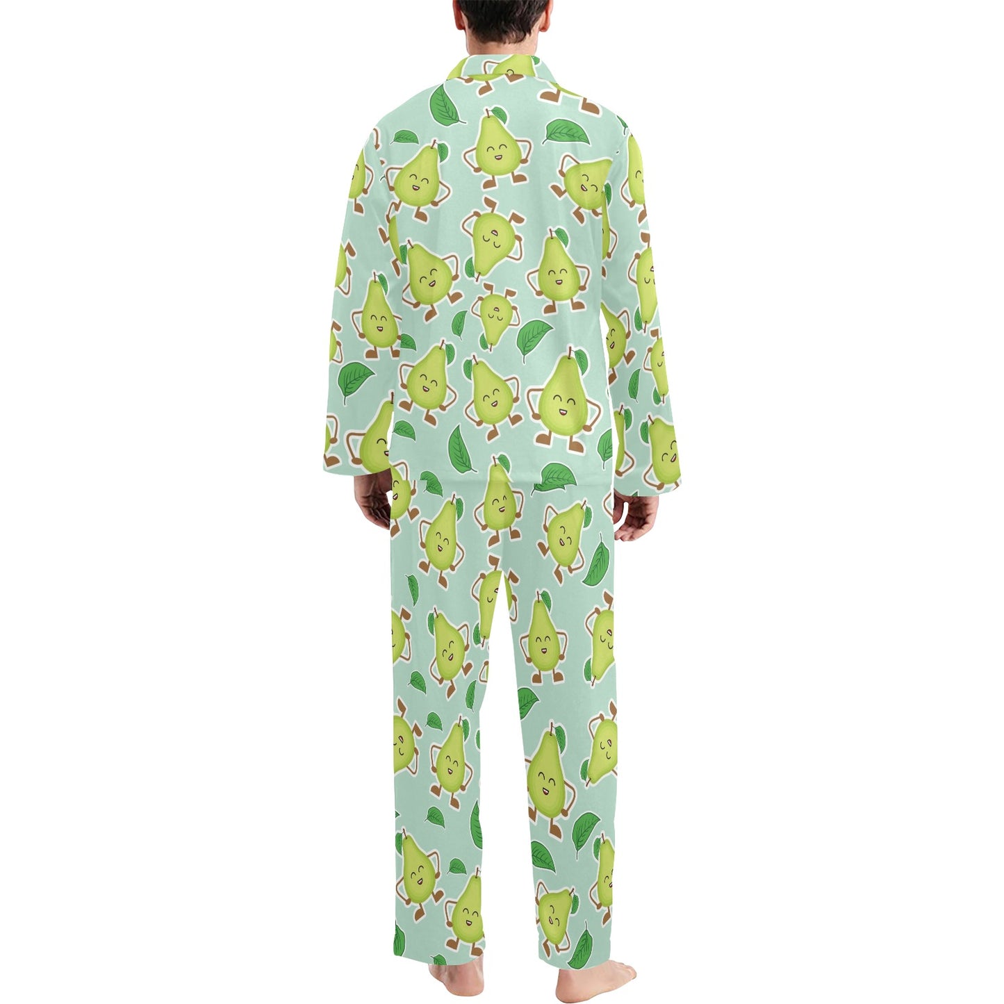 Avocado Pattern Print Design AC011 Men's Long Pajama Set