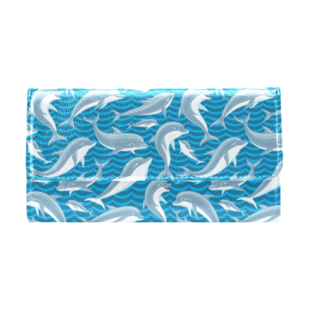Dolphin Cute Print Pattern Women's Trifold Wallet