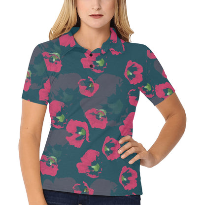 Morning Glory Pattern Print Design 01 Women's Polo Shirt