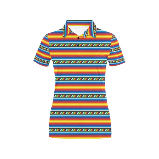 Mexican Blanket ZigZag Print Pattern Women's Polo Shirt