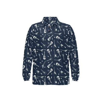 Electric Guitar Print Design LKS402 Long Sleeve Polo Shirt For Men's
