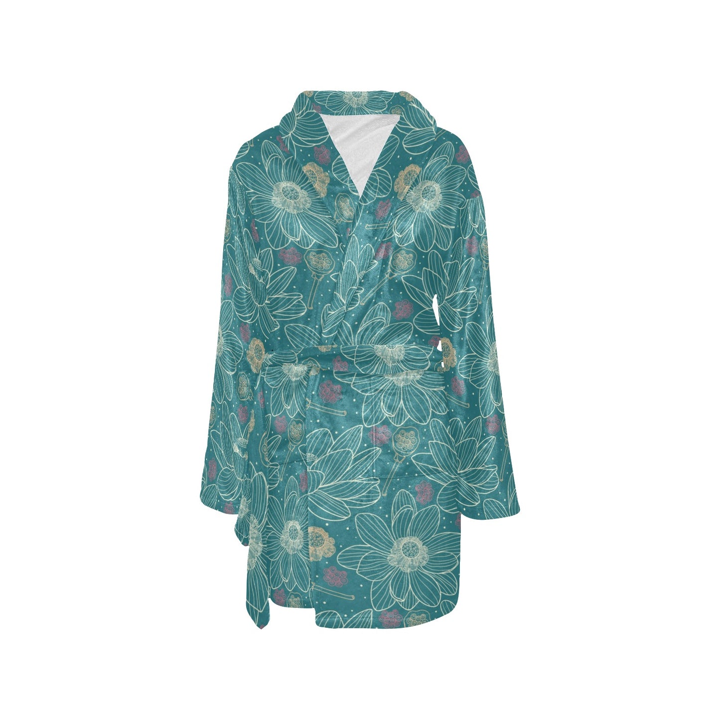 Lotus Pattern Print Design 01 Women's Fleece Robe