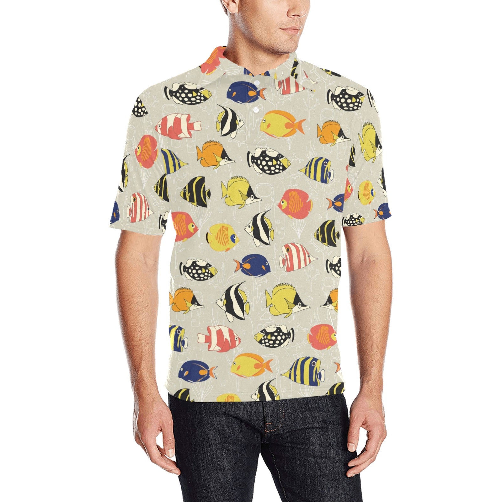 Angelfish Print Design LKS401 Men Polo Shirt