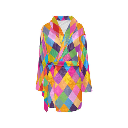 Harlequin Pattern Print Design 02 Women's Fleece Robe
