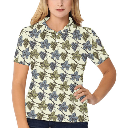 Grape Pattern Print Design GP03 Women's Polo Shirt