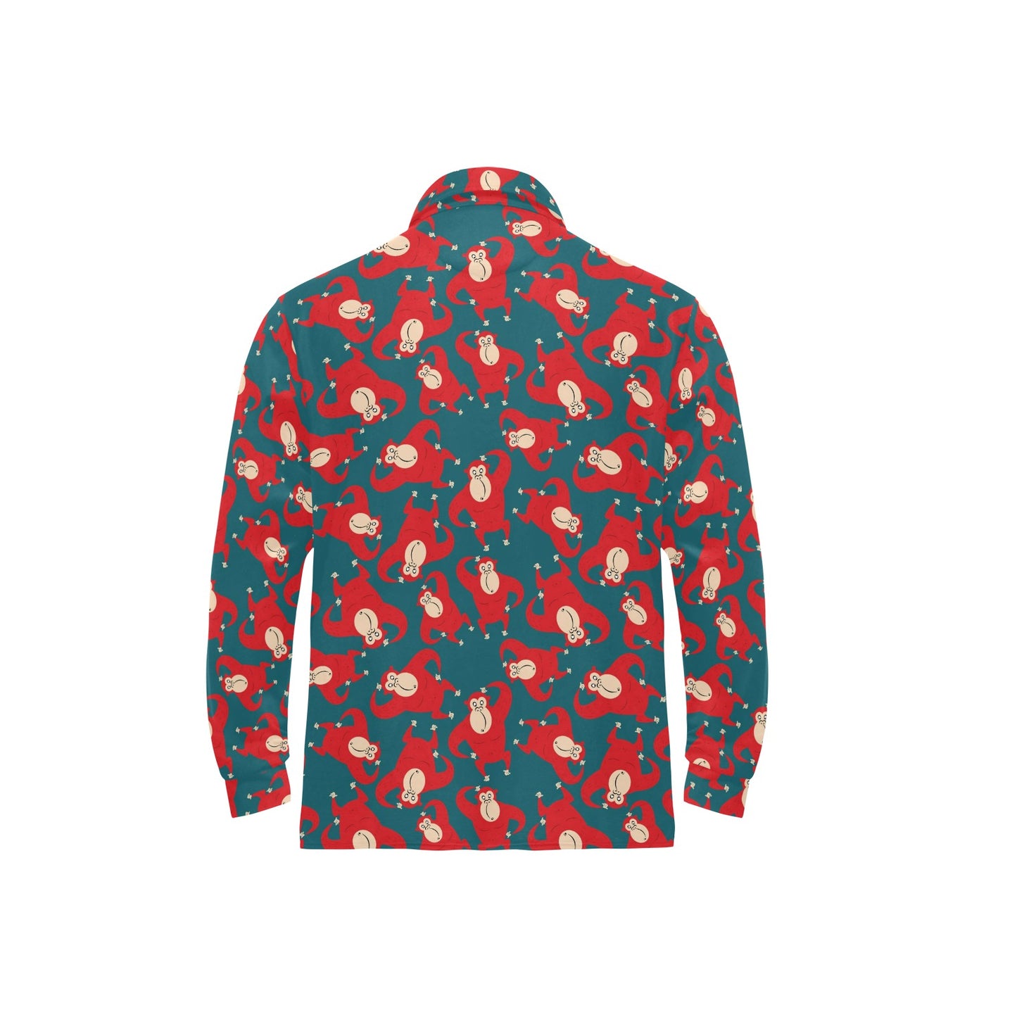 Chimpanzee Pattern Print Design 04 Long Sleeve Polo Shirt For Men's