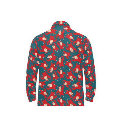 Chimpanzee Pattern Print Design 04 Long Sleeve Polo Shirt For Men's