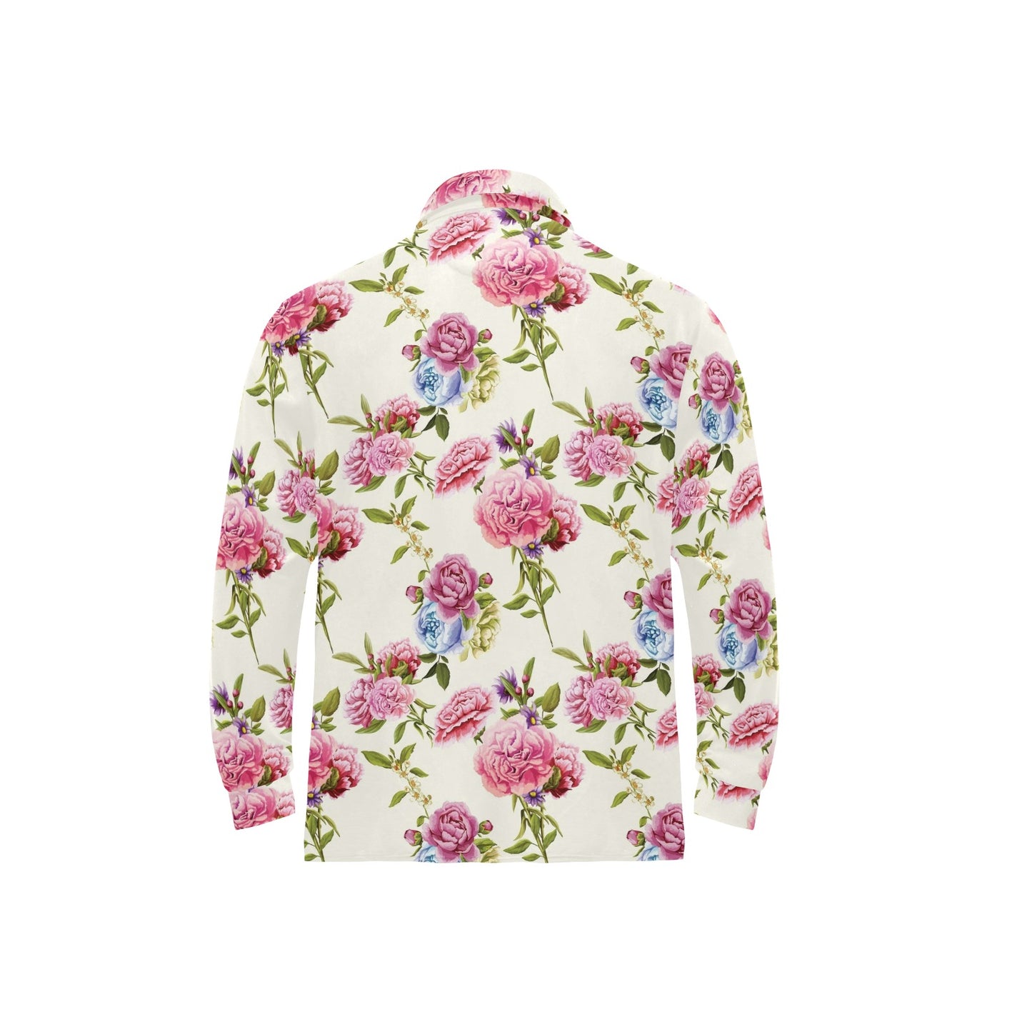 Carnations Pattern Print Design CN02 Long Sleeve Polo Shirt For Men's