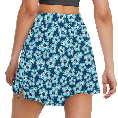 Hibiscus Flower Hawaiian Themed 17" Golf & Pickleball Skort with Pockets