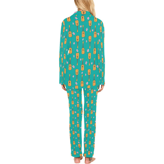 Ukulele Print Design LKS403 Women's Long Pajama Set