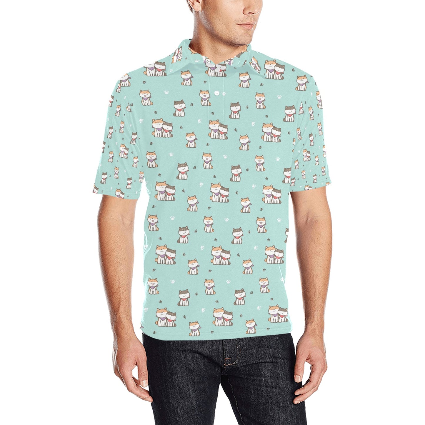 Shiba Inu Print Design LKS302 Men Polo Shirt