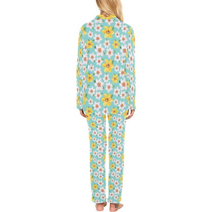 Daffodils Pattern Print Design 02 Women's Long Pajama Set