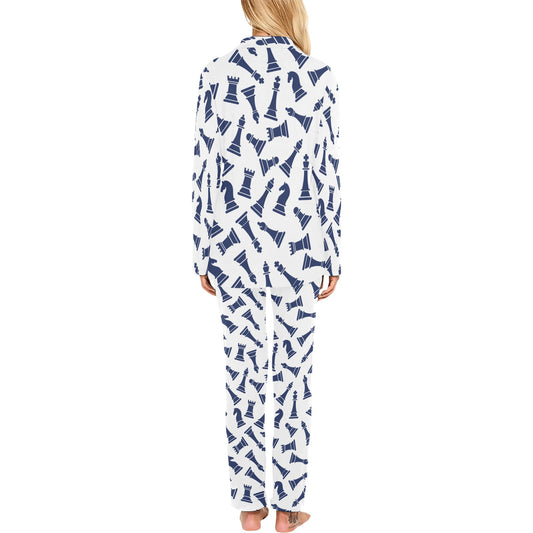 Chess Pattern Print Design 03 Women's Long Pajama Set